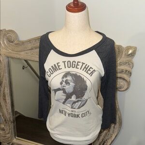 John Lennon Black and Blue Raglan Graphic Tee